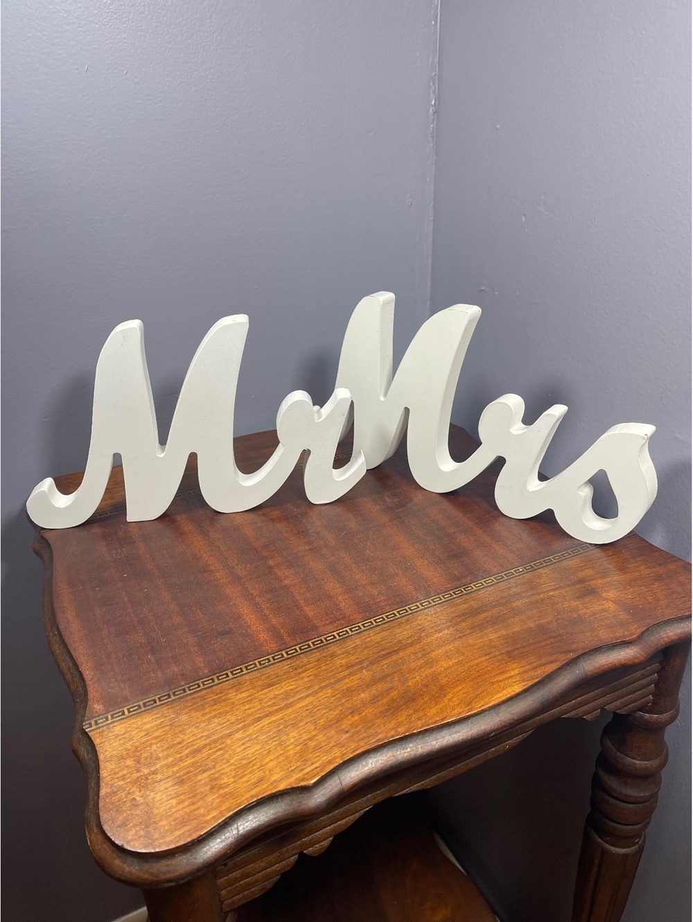 White Wooden Mr & Mrs Decorative Letters Sign